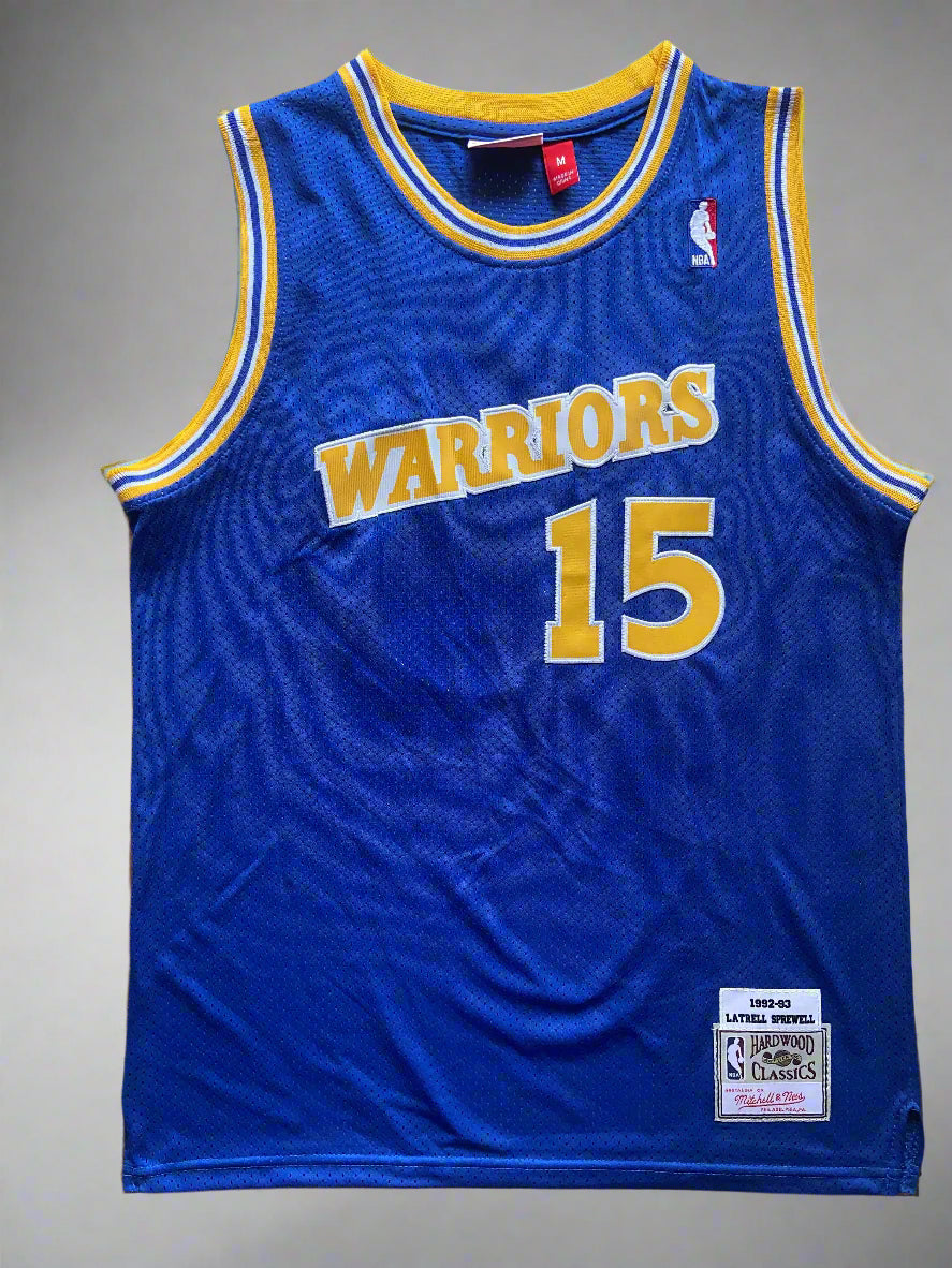 Golden State #15 Sprewell (Blue/Yellow) Classics Jersey