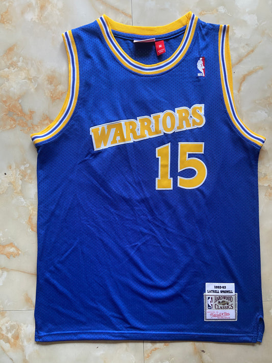 Warriors #15 Sprewell M & N Hardwood Classics Basketball Jersey