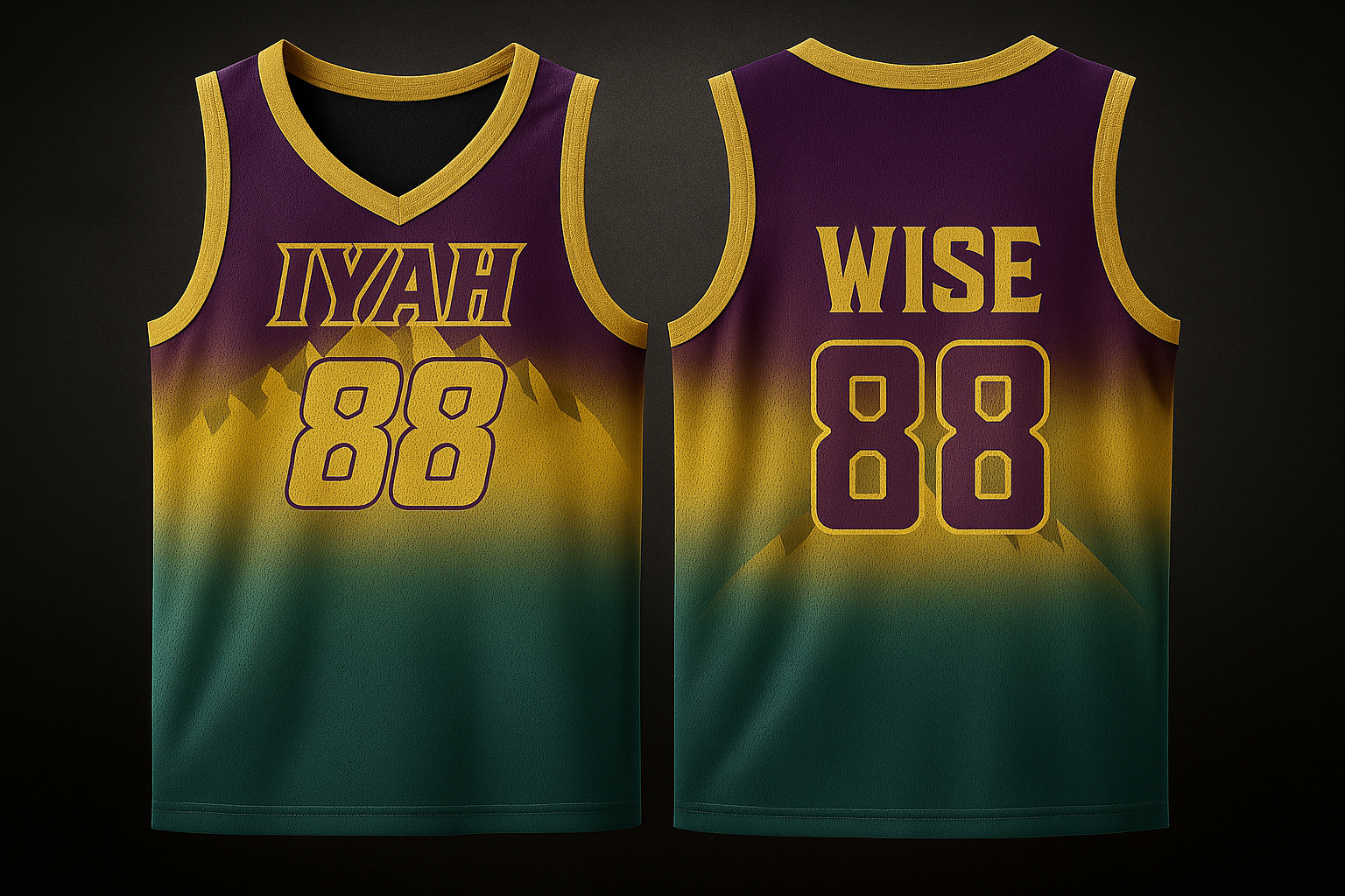Utah Mountains Themed Custom Classics Jersey (Burgundy/Yellow/Greem)
