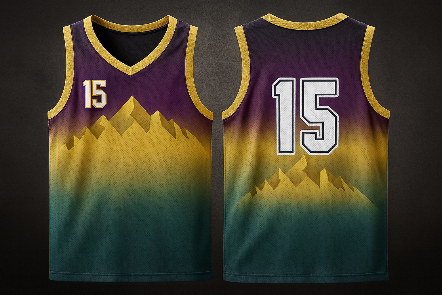 Utah Mountains Themed Custom Classics Jersey (Burgundy/Yellow/Greem)
