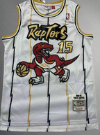 Basketball jersey with Raptors logo and number 15 on a white background