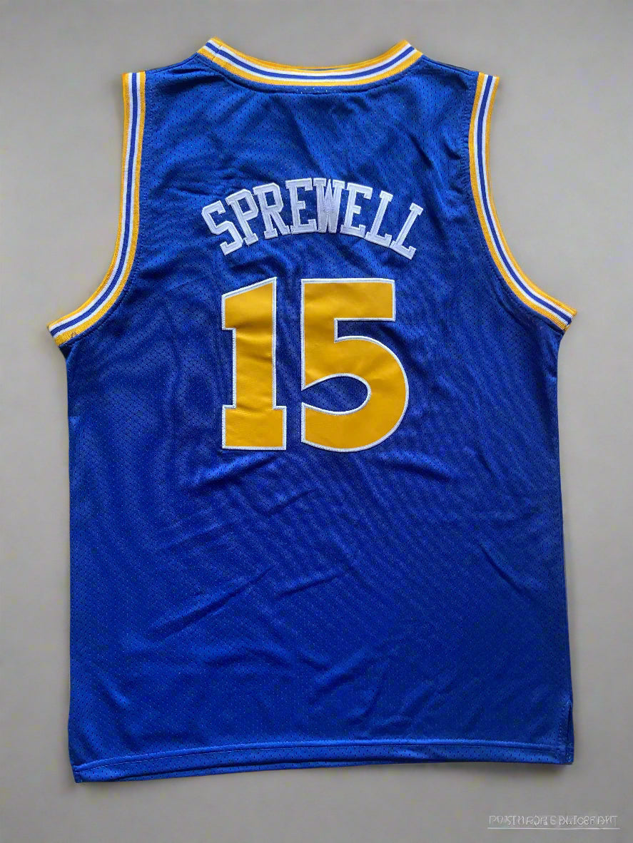 Golden State #15 Sprewell (Blue/Yellow) Classics Jersey
