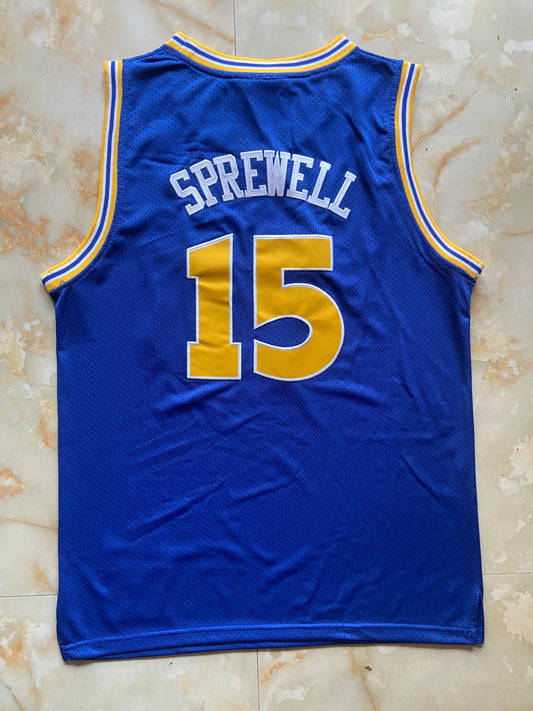 Warriors #15 Sprewell M & N Hardwood Classics Basketball Jersey
